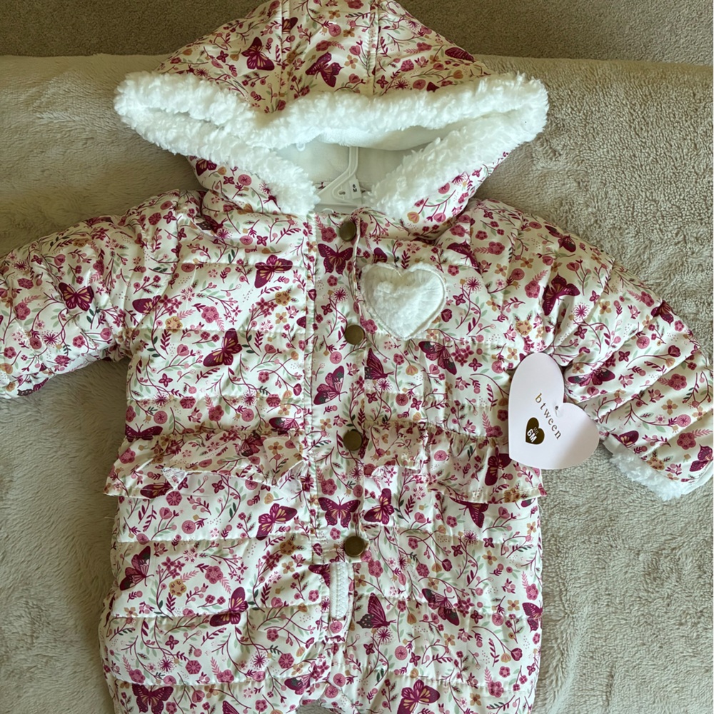 Floral Pink Kids Winter Snowsuit